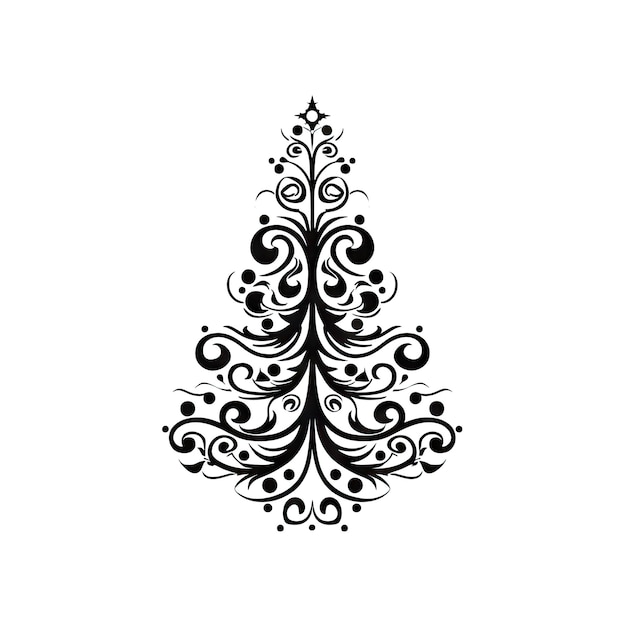 Sierlijke kerstboom pictogram abstracte xmas Pine symmetrische monochrome kerstboom ornament minimale kerstvakantie decor AI generatieve illustratie