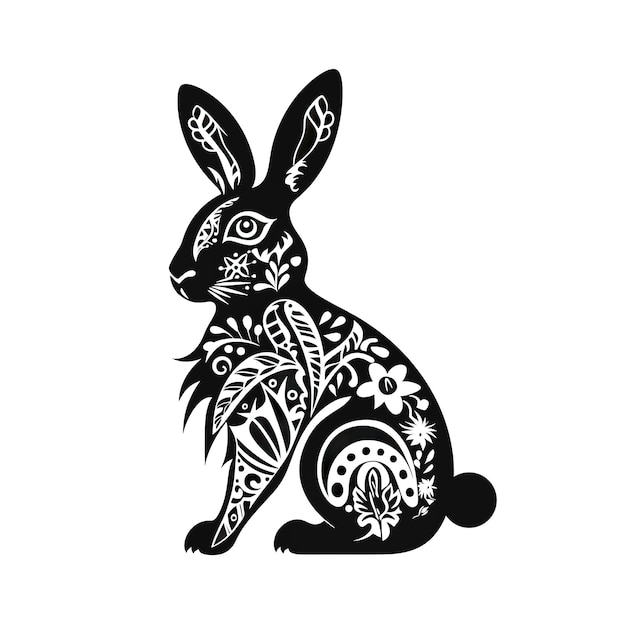 Sierlijke konijn geïsoleerd Bunny pictogram Haas tekening Chinese dierenriem 2023 symbool konijn silhouet AI generatieve illustratie