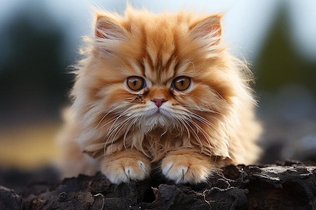 Sierlijke poses van schattige Perzische kat volledig lichaam