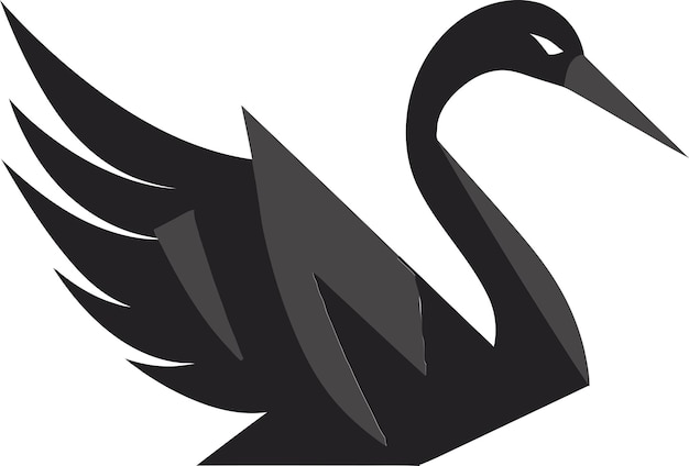 Sierlijke zwarte zwaan Logo vectorillustratie Swan schoonheid