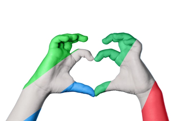 Sierra Leone Italy Heart Hand gesture making heart