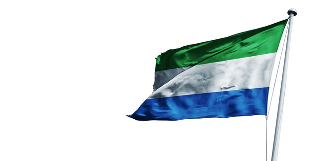 sierra_leone waving 3d render flag, on a white background. - image