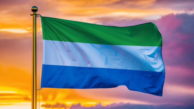 Photo sierra leone waving flag against a cloudy sky