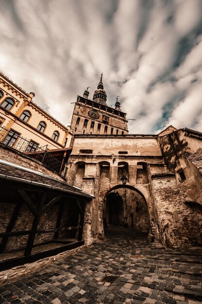 Sighisoara Transylvania Romania with famous medieval fortified city and the Clock Tower built by Saxons Turnul cu ceas