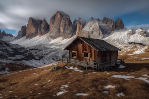 イタリアのドロミテの冬の景色