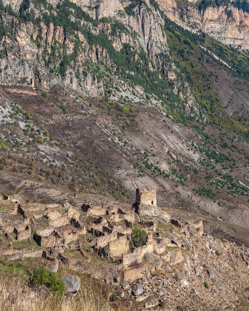 Sights of the caucasus an abandoned ethnic village in the\
spring an old abandoned ghost town in digoria north ossetia\
russia