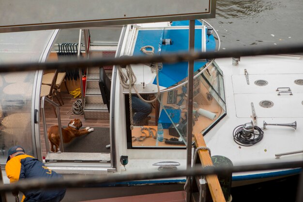 Sightseeing boat in the canal on Museum Island, Berlin, Germany