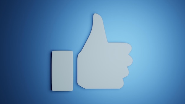 sign of approval thumbs up on blue background 3d render