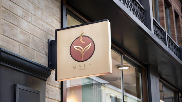 a sign for ball and a store front that says ball on it