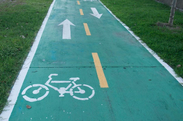 Sign for bicycle way in the park