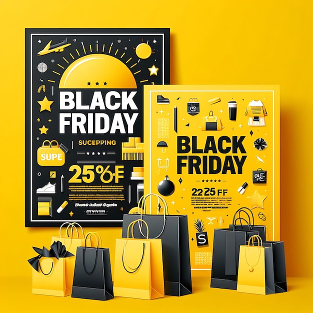 Photo a sign for black friday is displayed on a yellow background