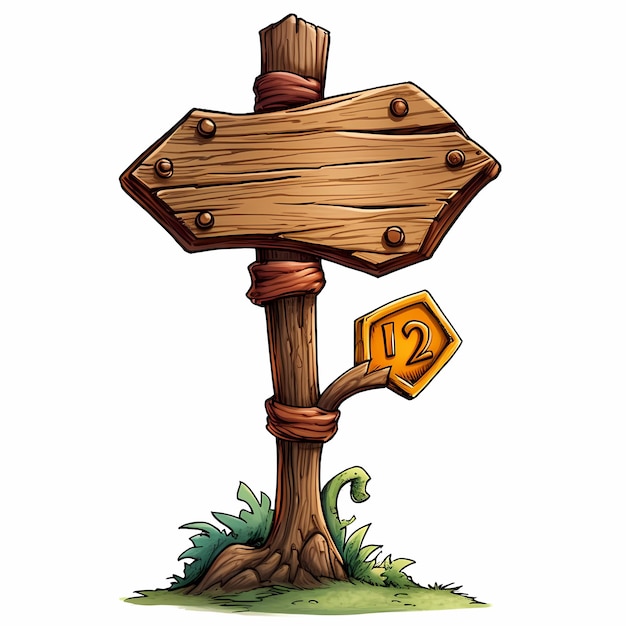 sign board illustration Wooden single directional