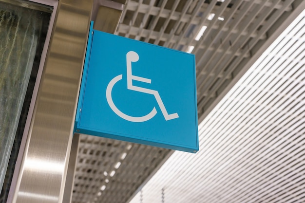 The sign of elevator for disabled handicap wheel chair people.