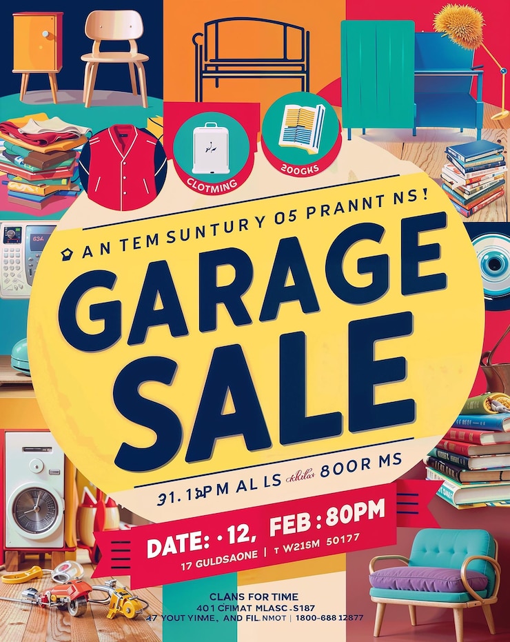 Photo a sign for a garage sale that says garage sale