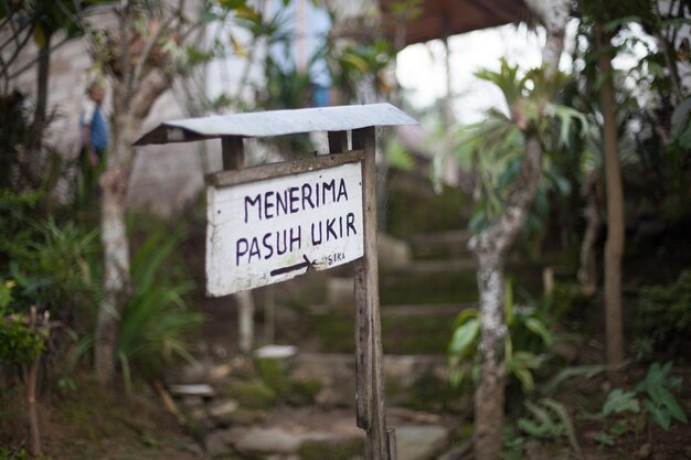 Sign in a garden