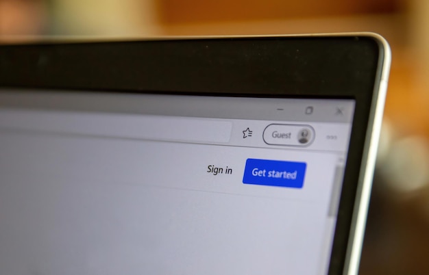 Sign in get access to a computer system as a guest log in message on a digital device screen