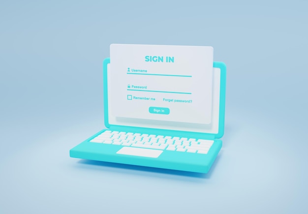 Sign in and log in 3d rendering illustration