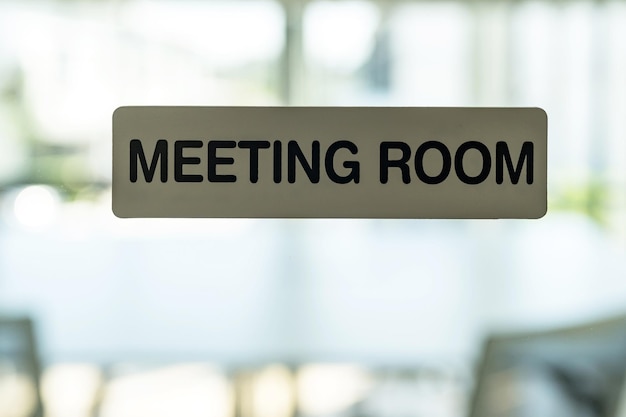 Sign of meeting room on the wall