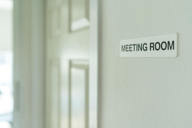 Sign of meeting room on the wall