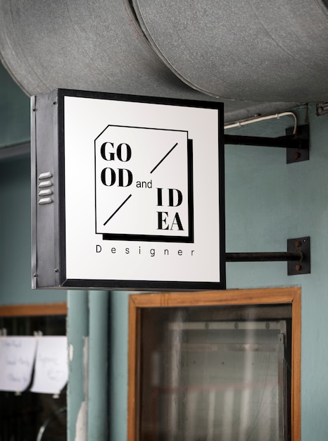 Photo sign on a modern shop mockup