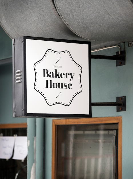 Sign on a modern shop mockup