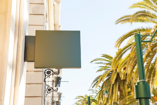 Photo sign and palm trees