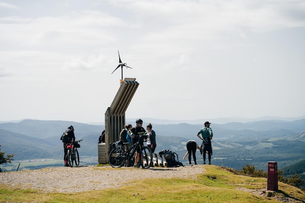 Photo sign of the pass of lepoeder on the french way camino frances pyrenees spain may 2023