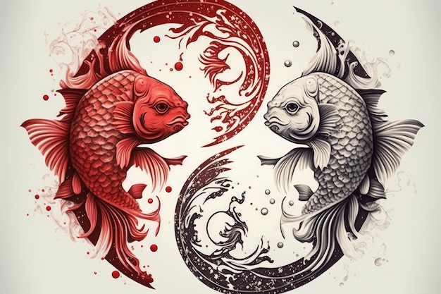 Знак Рыб, представленный двумя рыбами, является двенадцатым знаком зодиака.