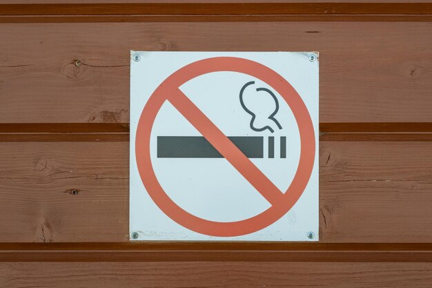 The sign smoking is prohibited on the wooden wall A symbol of a healthy lifestyle