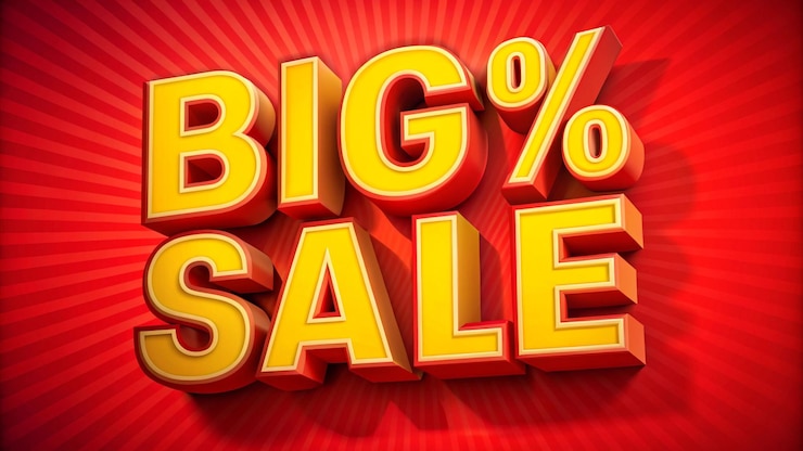 Photo a sign that says big percent sale is displayed in red