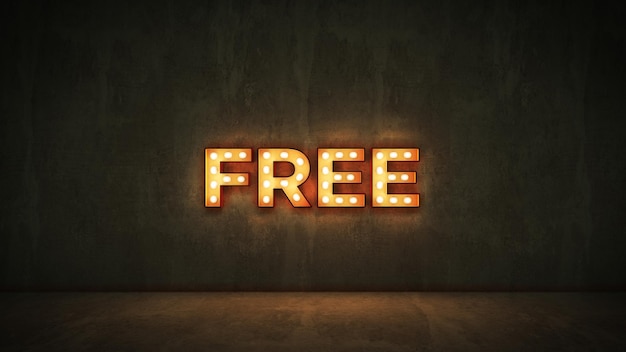 A sign that says free in light bulbs