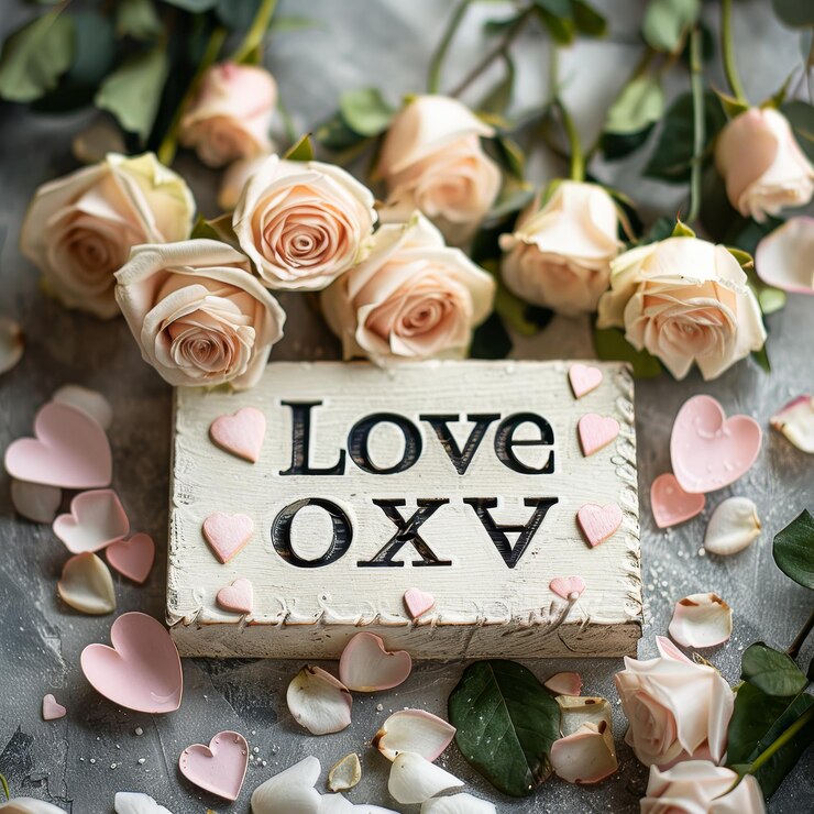 Photo a sign that says love is on a table