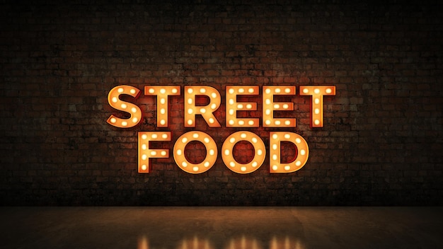 A sign that says street food on it