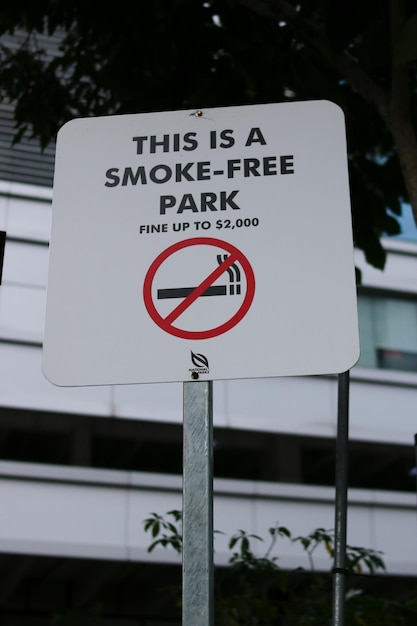 A sign that says this is a smokefree park