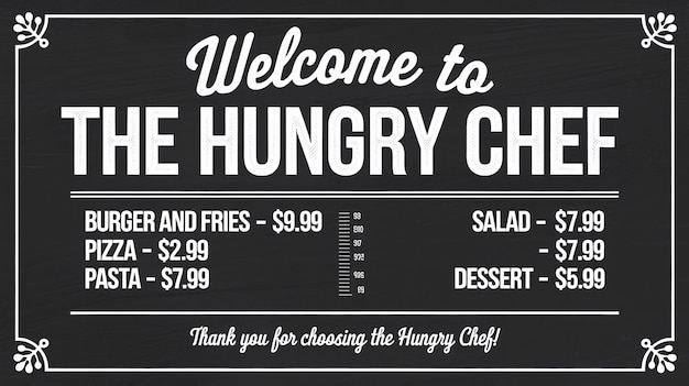 a sign that says welcome to hungry food