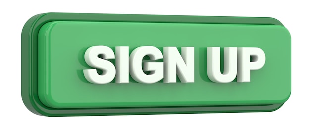 Photo sign up button 3d illustration