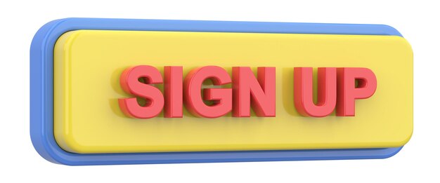 Photo sign up button 3d illustration