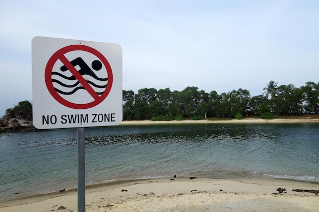 Photo sign warning to not swim