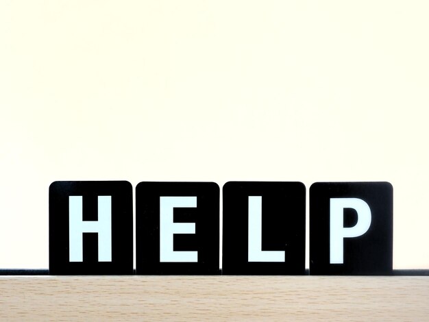 Sign with the Word help and copy space