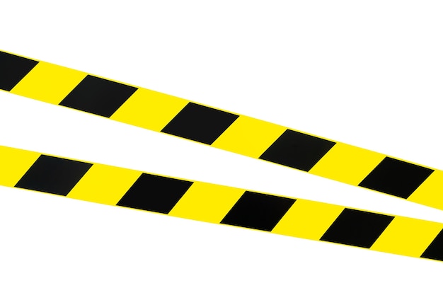 Signaal of waarschuwing zwarte en gele tape. Geïsoleerd op wit. Gevaarswaarschuwing.