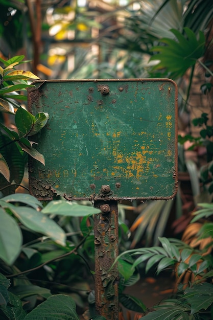 Photo signage for a botanical garden featuring a green gradient that complements the natural setting