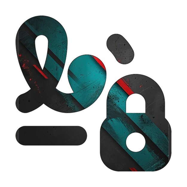 Photo signature lock icon diagonal black green red