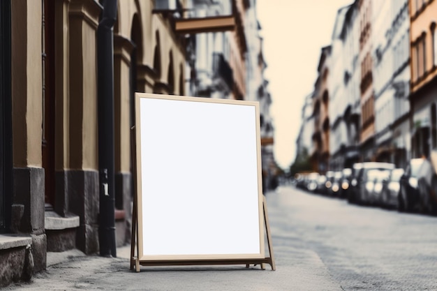 Signboard mockup and template empty frame on exterior street advertising AI generated