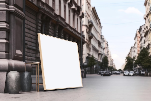 Foto mockup di cartello e cornice vuota del modello sulla pubblicità stradale esterna generata dall'intelligenza artificiale