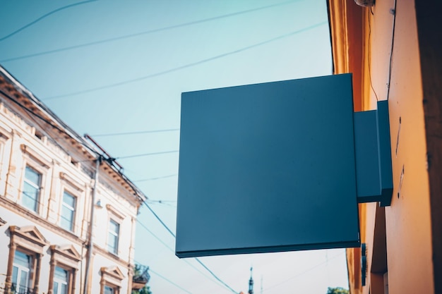 Signboard on wall Mock up Black square shape