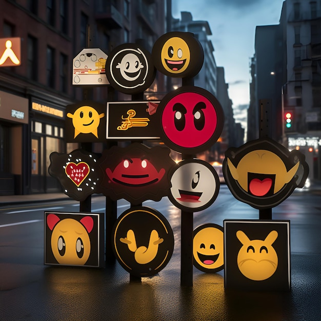 Foto schede che mostrano una serie di emoji emotive