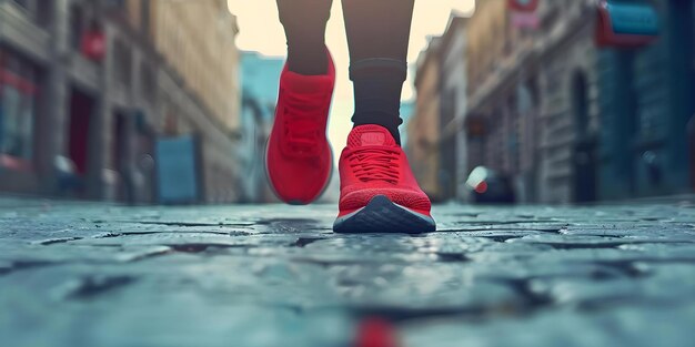 The Significance of Proper Footwear in Sports Closeup of a Runner39s Feet in Red Shoes Concept Exercise Equipment Athletic Gear Sports Performance Foot Health Running Techniques