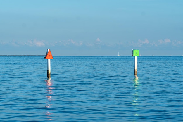 Signs of a canal in the sea