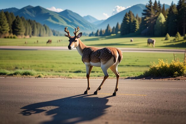 Sika herten bos wilde dieren eland mooie bedreigde dieren herten behang achtergrond illustratie