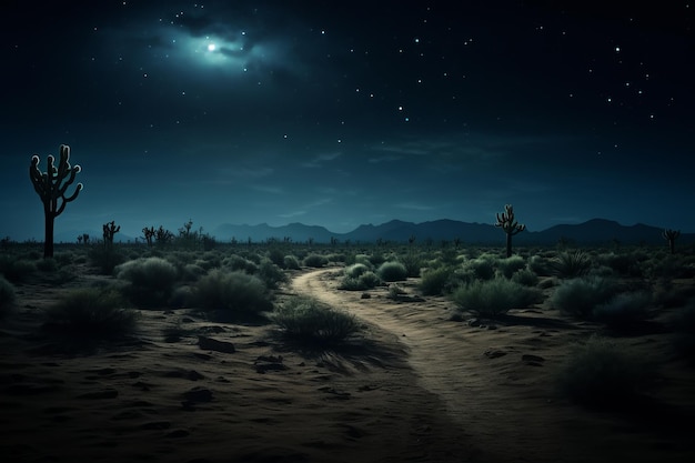 Photo silent mysteries unveiled exploring the enchanting desert during nighttime